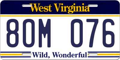 WV license plate 8OM076