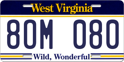 WV license plate 8OM080