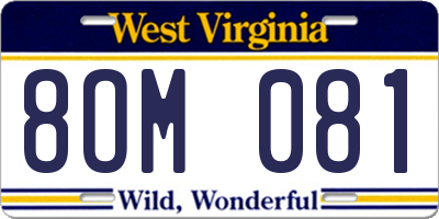WV license plate 8OM081