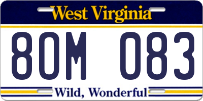 WV license plate 8OM083
