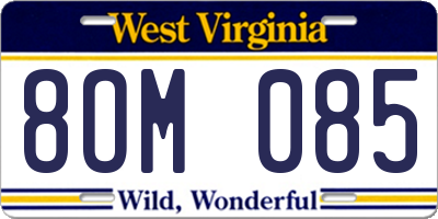 WV license plate 8OM085