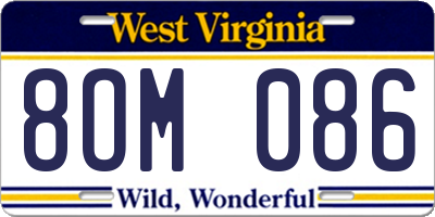 WV license plate 8OM086