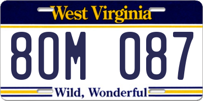 WV license plate 8OM087