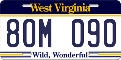 WV license plate 8OM090