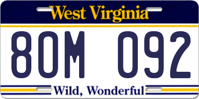 WV license plate 8OM092