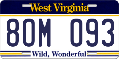 WV license plate 8OM093