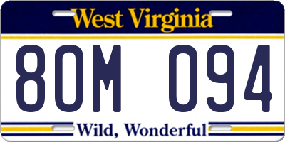 WV license plate 8OM094