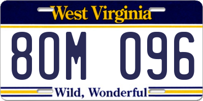 WV license plate 8OM096