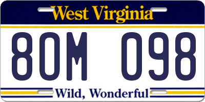 WV license plate 8OM098