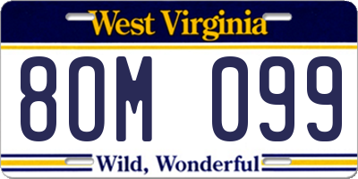 WV license plate 8OM099