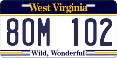 WV license plate 8OM102
