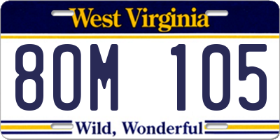 WV license plate 8OM105