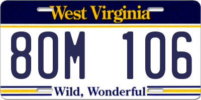 WV license plate 8OM106