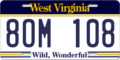 WV license plate 8OM108
