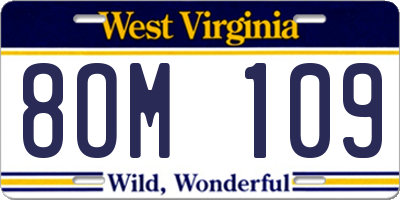 WV license plate 8OM109