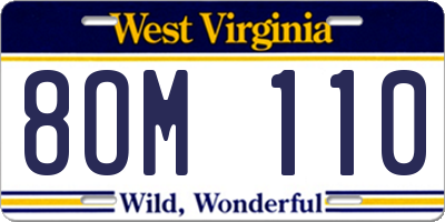 WV license plate 8OM110