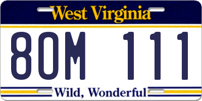 WV license plate 8OM111