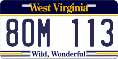 WV license plate 8OM113