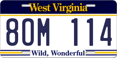 WV license plate 8OM114