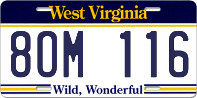 WV license plate 8OM116