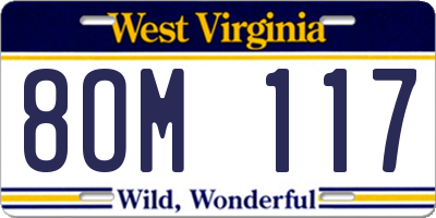 WV license plate 8OM117