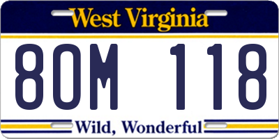 WV license plate 8OM118