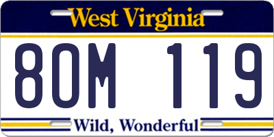 WV license plate 8OM119