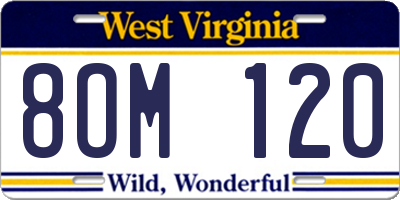 WV license plate 8OM120