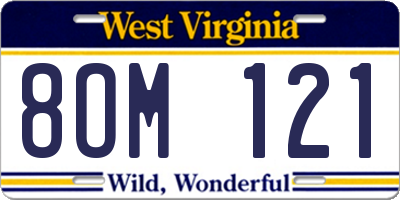 WV license plate 8OM121