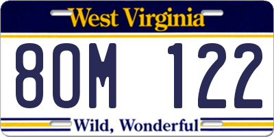 WV license plate 8OM122