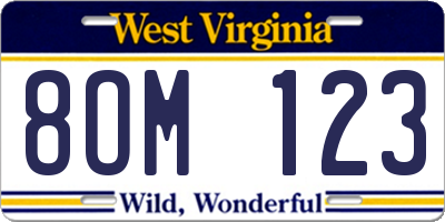 WV license plate 8OM123