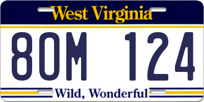WV license plate 8OM124