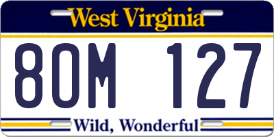 WV license plate 8OM127