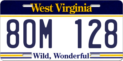 WV license plate 8OM128