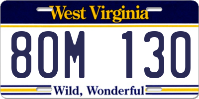 WV license plate 8OM130