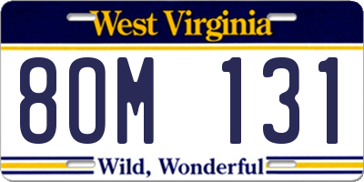 WV license plate 8OM131