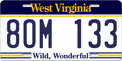 WV license plate 8OM133