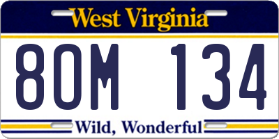 WV license plate 8OM134