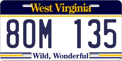 WV license plate 8OM135