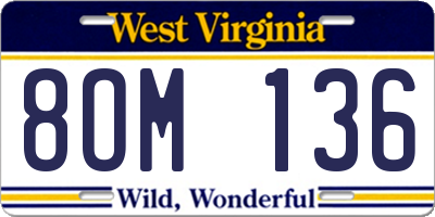 WV license plate 8OM136