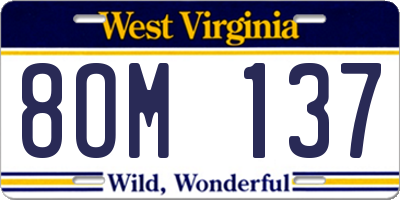 WV license plate 8OM137
