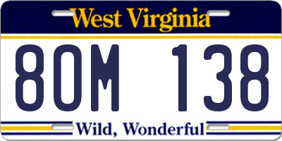 WV license plate 8OM138