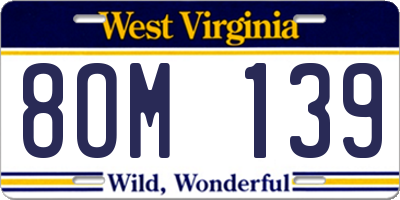 WV license plate 8OM139