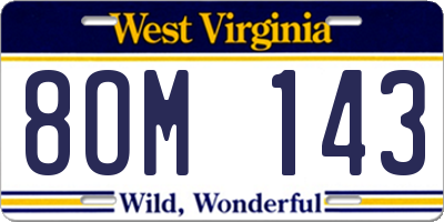 WV license plate 8OM143