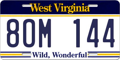 WV license plate 8OM144