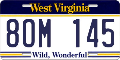 WV license plate 8OM145