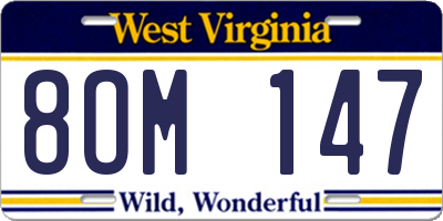 WV license plate 8OM147