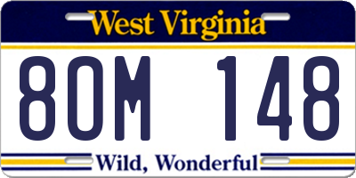 WV license plate 8OM148