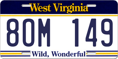 WV license plate 8OM149