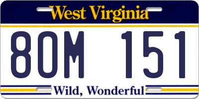 WV license plate 8OM151